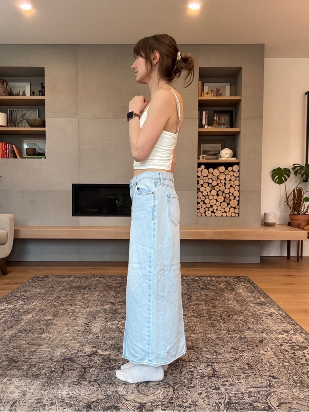 Reworked denim skirt with patchwork Butterflies - Picture 4 of 14
